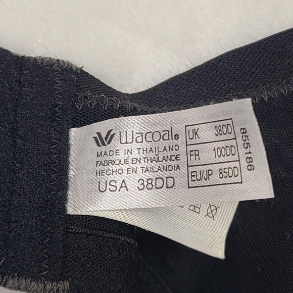 Wacoal Lace Underwire Bra 38DD 855186 Black Mesh & Lace Retro Chic Floral Charm - Picture 2 of 11